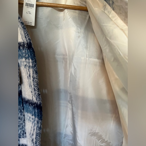 NWT: Anthropologie, Good American Cream and Indigo Plaid Jacket - sold out - Picture 7 of 12